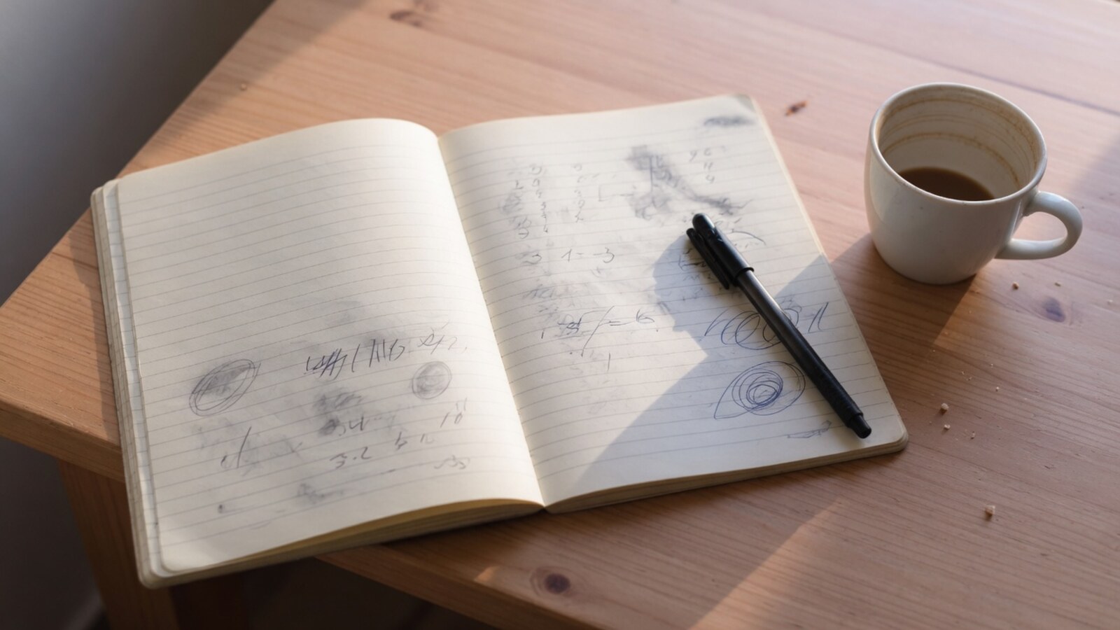 Notebook and coffee for first-quarter budgeting