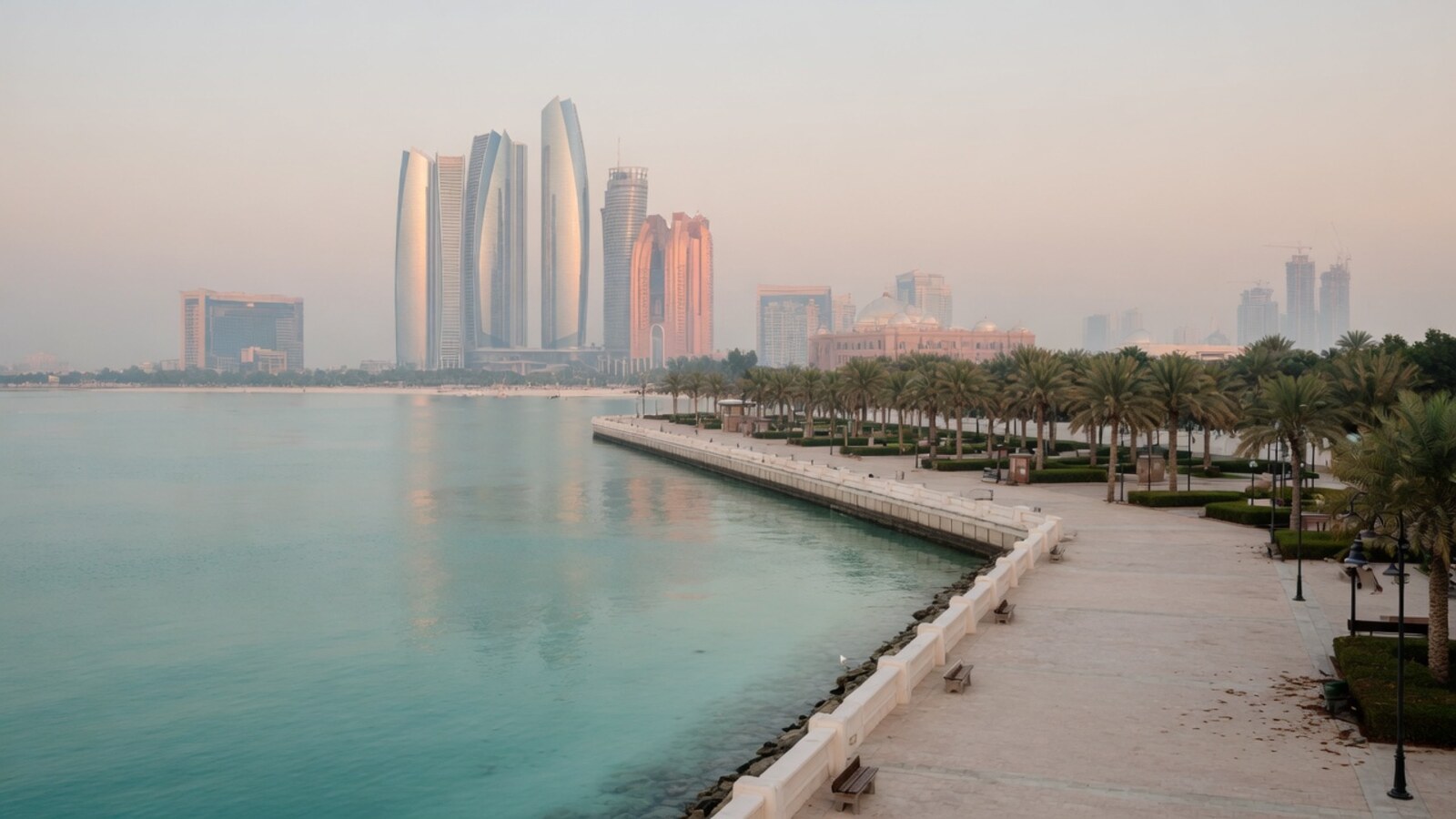 Abu Dhabi Corniche soft morning promenade for capital living notes
